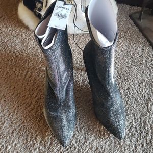 Express 3 inch Sparkle Black Sock Booties